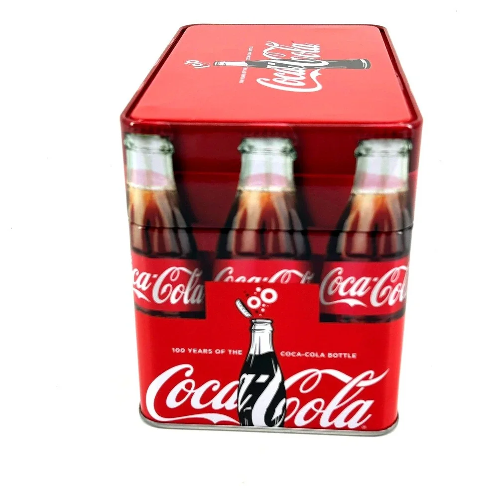 Coca-Cola 100 Years of the Coca-Cola Bottle Red Metal Storage Tin Collectible